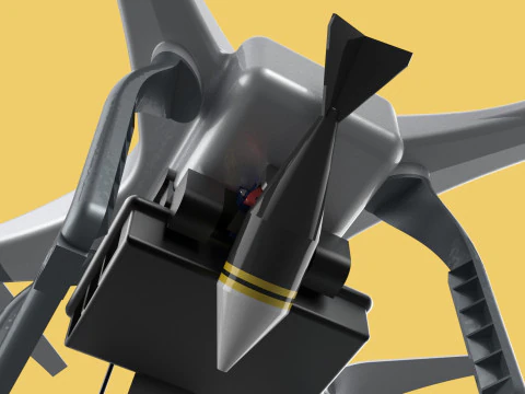 UCAV MILITARY DRONE QUADCOPTER MISSILE TORPEDO ANTI-TANK BOMBER 3D Model