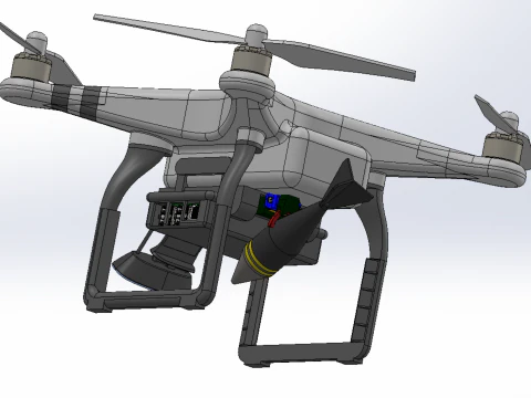 UCAV MILITARY DRONE QUADCOPTER MISSILE TORPEDO ANTI-TANK BOMBER 3D Model
