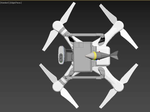 UCAV MILITARY DRONE QUADCOPTER MISSILE TORPEDO ANTI-TANK BOMBER Modello 3D
