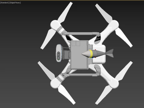 UCAV MILITARY DRONE QUADCOPTER MISSILE TORPEDO ANTI-TANK BOMBER 3D Model