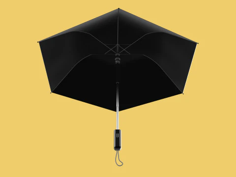 AUTOMATIC FOLDABLE FOLDING UMBRELLA BLACK ALL WEATHER COMPACT 3D Model