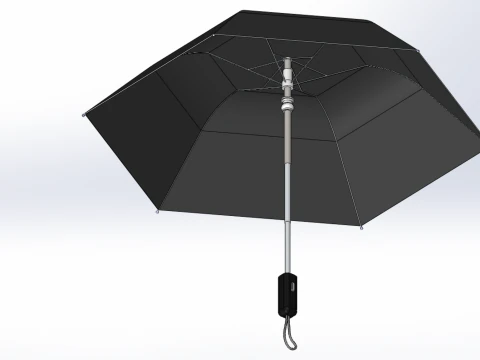 AUTOMATIC FOLDABLE FOLDING UMBRELLA BLACK ALL WEATHER COMPACT 3D Model