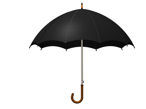AUTO OPEN BLACK UMBRELLA FOLDABLE CLASSIC WOODEN J STICK HANDLE 3D Model