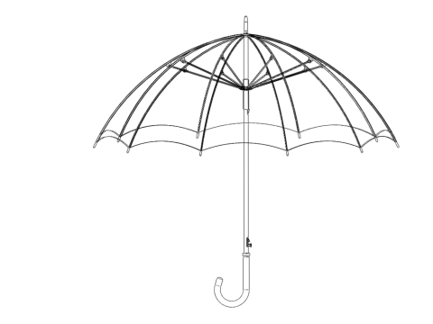 AUTO OPEN BLACK UMBRELLA FOLDABLE CLASSIC WOODEN J STICK HANDLE 3D Model