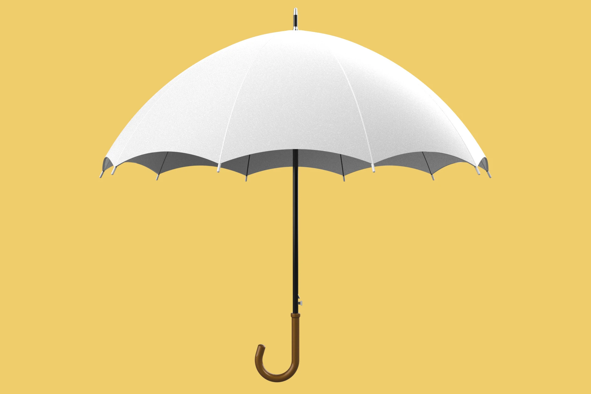 PLAIN WHITE WEDDING UMBRELLA FOLD CLASSIC WOODEN J STICK HANDLE 3D Model .c4d .max .obj .3ds .fbx .stl .blend