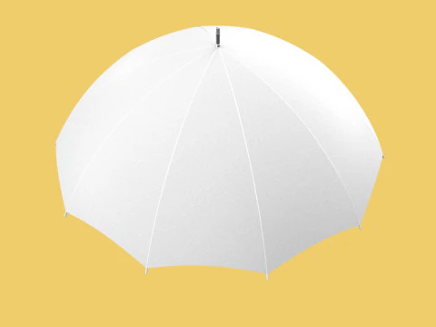 PLAIN WHITE WEDDING UMBRELLA FOLD CLASSIC WOODEN J STICK HANDLE 3D Model
