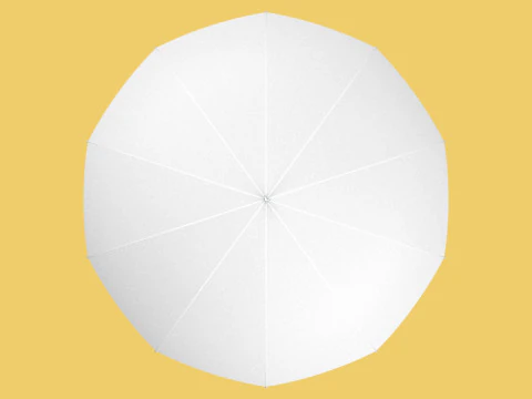 PLAIN WHITE WEDDING UMBRELLA FOLD CLASSIC WOODEN J STICK HANDLE 3D Model