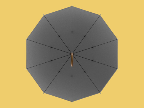 PLAIN WHITE WEDDING UMBRELLA FOLD CLASSIC WOODEN J STICK HANDLE 3D 모델