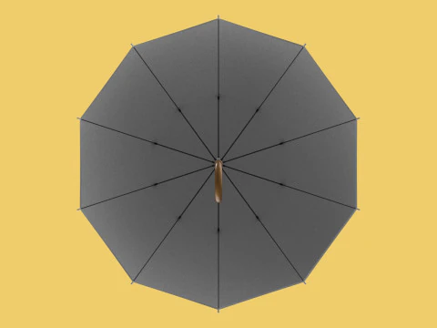 PLAIN WHITE WEDDING UMBRELLA FOLD CLASSIC WOODEN J STICK HANDLE 3D Model