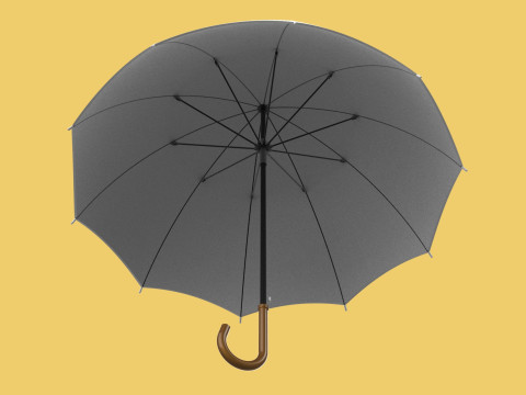 PLAIN WHITE WEDDING UMBRELLA FOLD CLASSIC WOODEN J STICK HANDLE 3D 모델