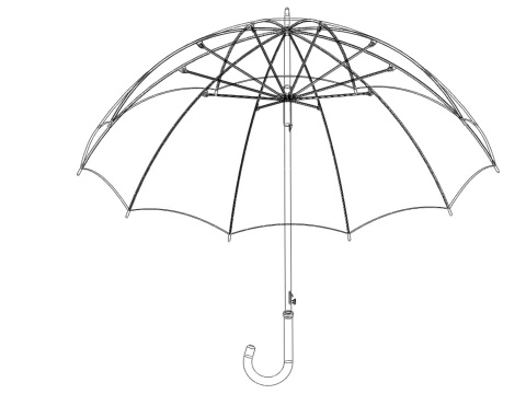 PLAIN WHITE WEDDING UMBRELLA FOLD CLASSIC WOODEN J STICK HANDLE 3D Model