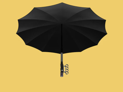 SAFETY UMBRELLA SELF DEFENSE FINGER HOLE GRIP FLASHLIGHT TORCH 3D Model