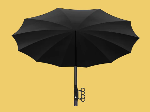 SAFETY UMBRELLA SELF DEFENSE FINGER HOLE GRIP FLASHLIGHT TORCH 3D Model