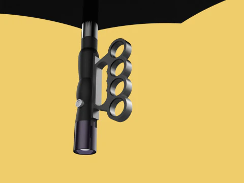 SAFETY UMBRELLA SELF DEFENSE FINGER HOLE GRIP FLASHLIGHT TORCH 3D Model