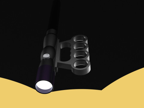 SAFETY UMBRELLA SELF DEFENSE FINGER HOLE GRIP FLASHLIGHT TORCH Modelo 3D
