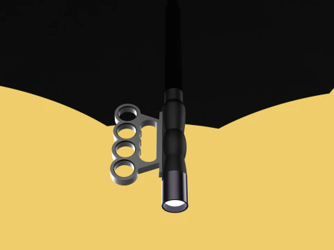 SAFETY UMBRELLA SELF DEFENSE FINGER HOLE GRIP FLASHLIGHT TORCH 3D Model