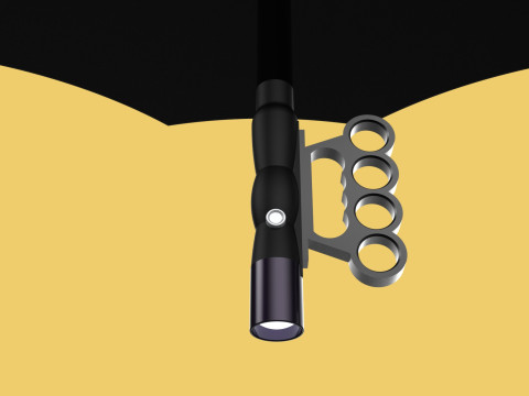SAFETY UMBRELLA SELF DEFENSE FINGER HOLE GRIP FLASHLIGHT TORCH Modelo 3D