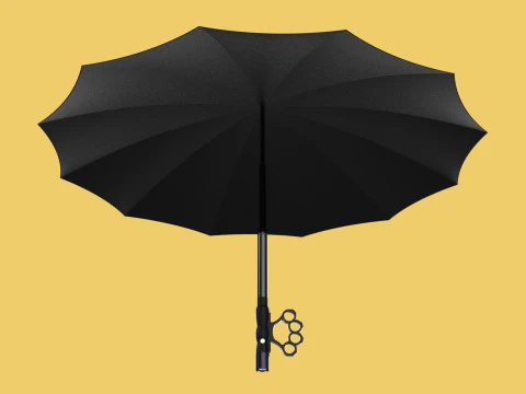 SELF DEFENSE UMBRELLA SAFETY FINGER HOLE GRIP FLASHLIGHT TORCH 3D Model