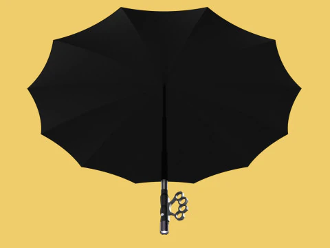SELF DEFENSE UMBRELLA SAFETY FINGER HOLE GRIP FLASHLIGHT TORCH 3D Model