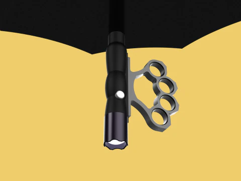SELF DEFENSE UMBRELLA SAFETY FINGER HOLE GRIP FLASHLIGHT TORCH 3D Model