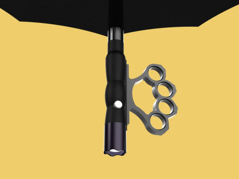 SELF DEFENSE UMBRELLA SAFETY FINGER HOLE GRIP FLASHLIGHT TORCH 3D Model