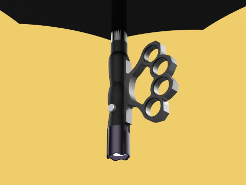 SELF DEFENSE UMBRELLA SAFETY FINGER HOLE GRIP FLASHLIGHT TORCH 3D Model