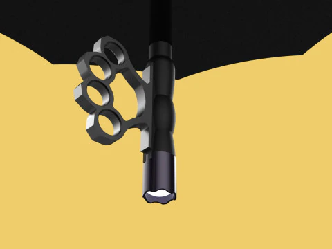 SELF DEFENSE UMBRELLA SAFETY FINGER HOLE GRIP FLASHLIGHT TORCH 3D Model