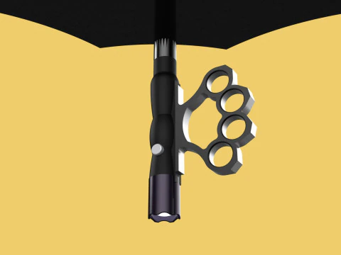 SELF DEFENSE UMBRELLA SAFETY FINGER HOLE GRIP FLASHLIGHT TORCH 3D Model