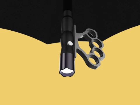 SELF DEFENSE UMBRELLA SAFETY FINGER HOLE GRIP FLASHLIGHT TORCH 3D Model
