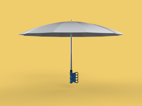 ERGONOMIC SAFE UMBRELLA FINGER HOLE GRIP HAND TEXTING IN RAIN 3D Model