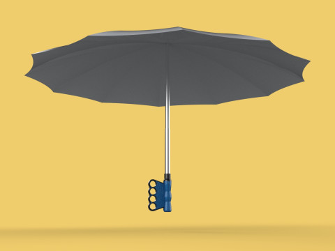 ERGONOMIC SAFE UMBRELLA FINGER HOLE GRIP HAND TEXTING IN RAIN 3D Модель