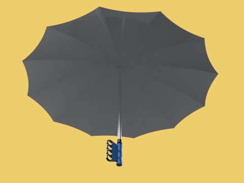 ERGONOMIC SAFE UMBRELLA FINGER HOLE GRIP HAND TEXTING IN RAIN 3D Модель