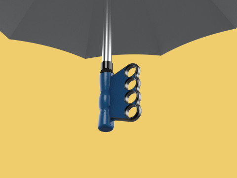 ERGONOMIC SAFE UMBRELLA FINGER HOLE GRIP HAND TEXTING IN RAIN 3D Модель