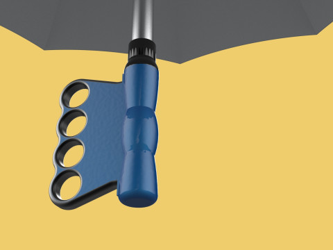 ERGONOMIC SAFE UMBRELLA FINGER HOLE GRIP HAND TEXTING IN RAIN 3D Модель