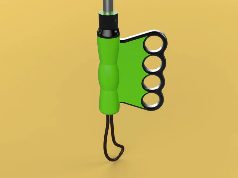 ERGONOMIC COMFORT UMBRELLA SAFE FINGER HOLE GRIP TEXTING IN RAIN 3D Model