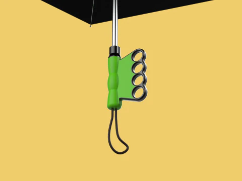 ERGONOMIC COMFORT UMBRELLA SAFE FINGER HOLE GRIP TEXTING IN RAIN 3D Model