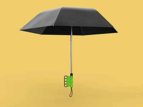 ERGONOMIC COMFORT UMBRELLA SAFE FINGER HOLE GRIP TEXTING IN RAIN 3D Model