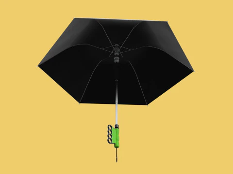 ERGONOMIC COMFORT UMBRELLA SAFE FINGER HOLE GRIP TEXTING IN RAIN 3D Model