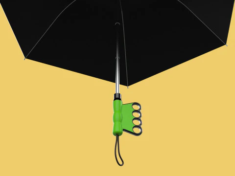 ERGONOMIC COMFORT UMBRELLA SAFE FINGER HOLE GRIP TEXTING IN RAIN 3D Model