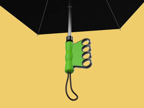 ERGONOMIC COMFORT UMBRELLA SAFE FINGER HOLE GRIP TEXTING IN RAIN 3D Model