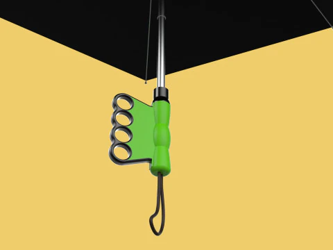 ERGONOMIC COMFORT UMBRELLA SAFE FINGER HOLE GRIP TEXTING IN RAIN 3D Model