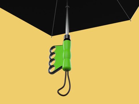 ERGONOMIC COMFORT UMBRELLA SAFE FINGER HOLE GRIP TEXTING IN RAIN 3D Model