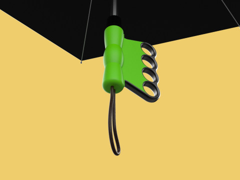 ERGONOMIC COMFORT UMBRELLA SAFE FINGER HOLE GRIP TEXTING IN RAIN 3D 模型