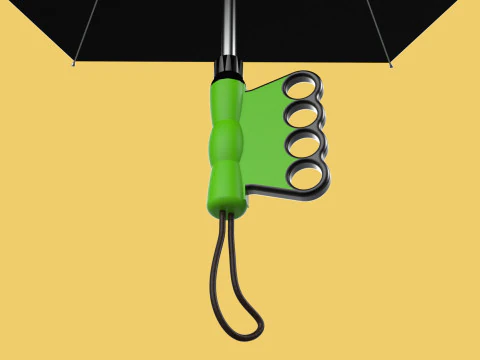 ERGONOMIC COMFORT UMBRELLA SAFE FINGER HOLE GRIP TEXTING IN RAIN 3D Model