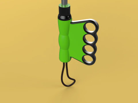 ERGONOMIC COMFORT UMBRELLA SAFE FINGER HOLE GRIP TEXTING IN RAIN 3D Model