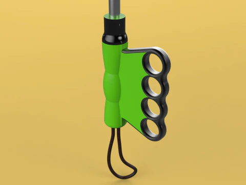 ERGONOMIC COMFORT UMBRELLA SAFE FINGER HOLE GRIP TEXTING IN RAIN 3D Model