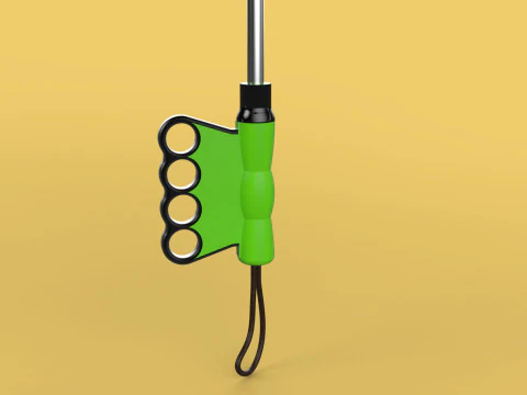 ERGONOMIC COMFORT UMBRELLA SAFE FINGER HOLE GRIP TEXTING IN RAIN 3D Model