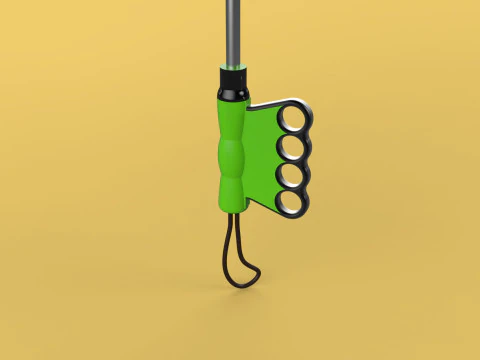 ERGONOMIC COMFORT UMBRELLA SAFE FINGER HOLE GRIP TEXTING IN RAIN 3D Model