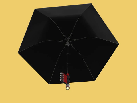 FLASHLIGHT ERGO UMBRELLA SAFE FINGERHOLE GRIP TEXTING RAIN TORCH 3D Model