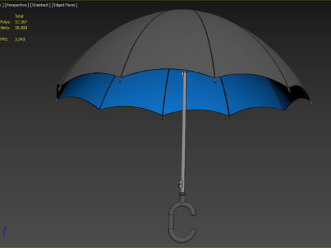 C SHAPE HANDLE STICK INVERTED REVERSE UMBRELLA AUTO FOLDABLE 3D Model